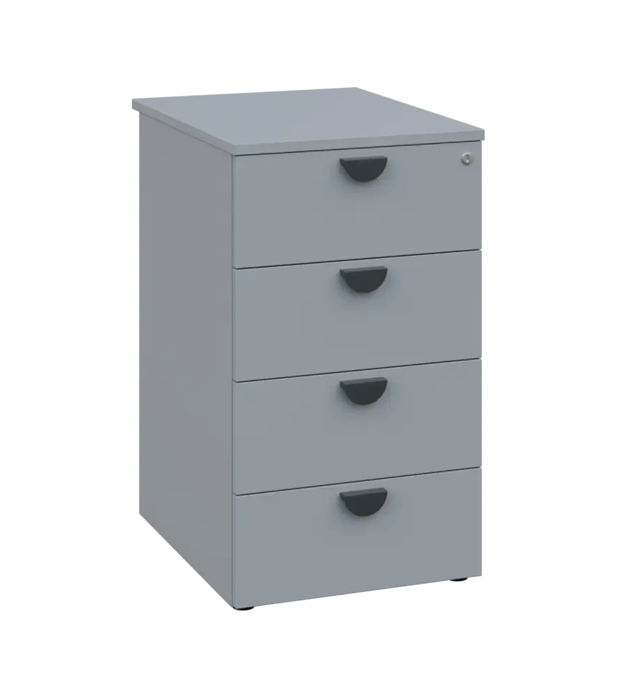 TKC - 61 kontejner přístavný, 4-zásuvkový, deska 18 mm, centrální zámek, šedá